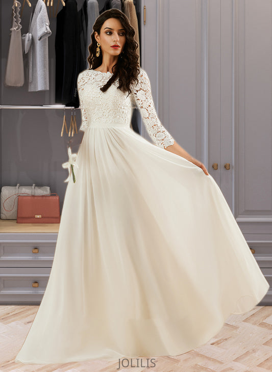 Paloma A-Line Sweep Train Wedding Dress With Lace HIP0013715