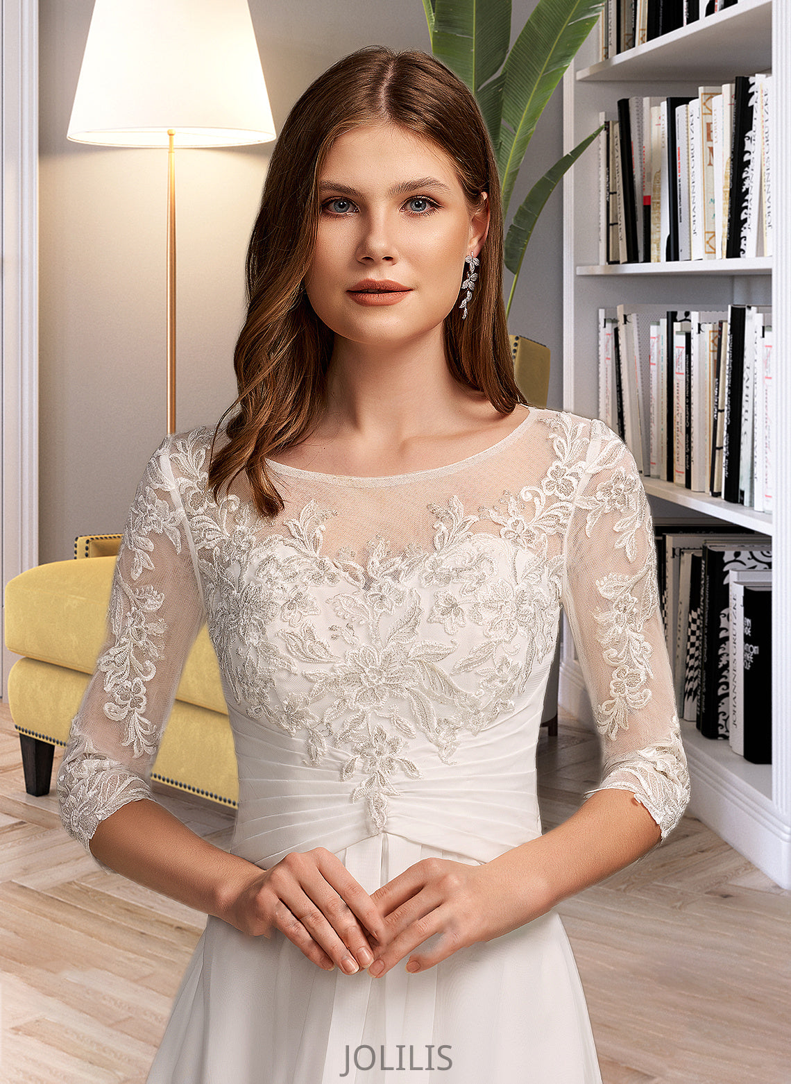 Mariah A-Line Illusion Asymmetrical Wedding Dress With Lace HIP0013749