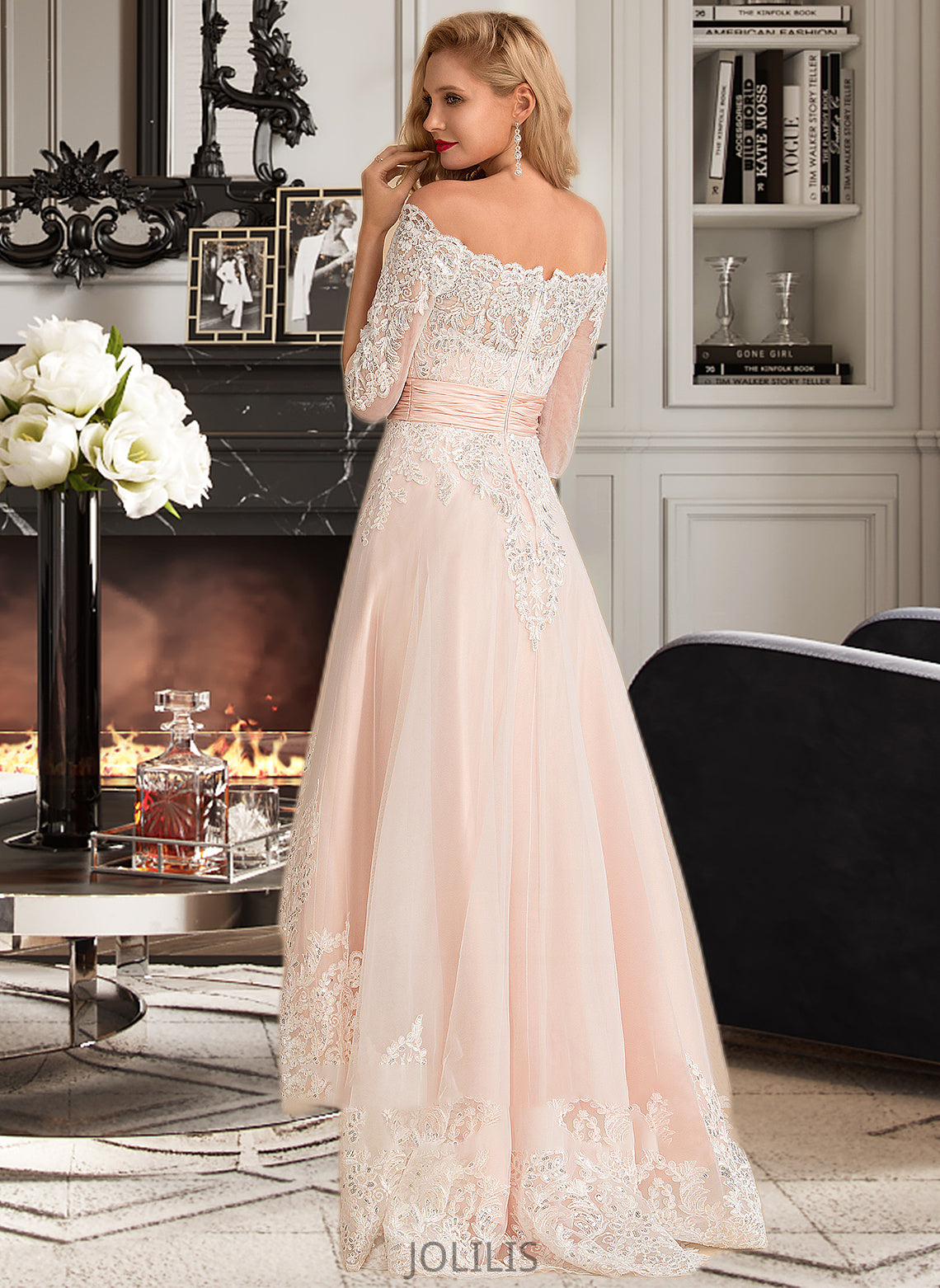 Tiara A-Line Asymmetrical Satin Tulle Lace Wedding Dress With Sequins HIP0013769