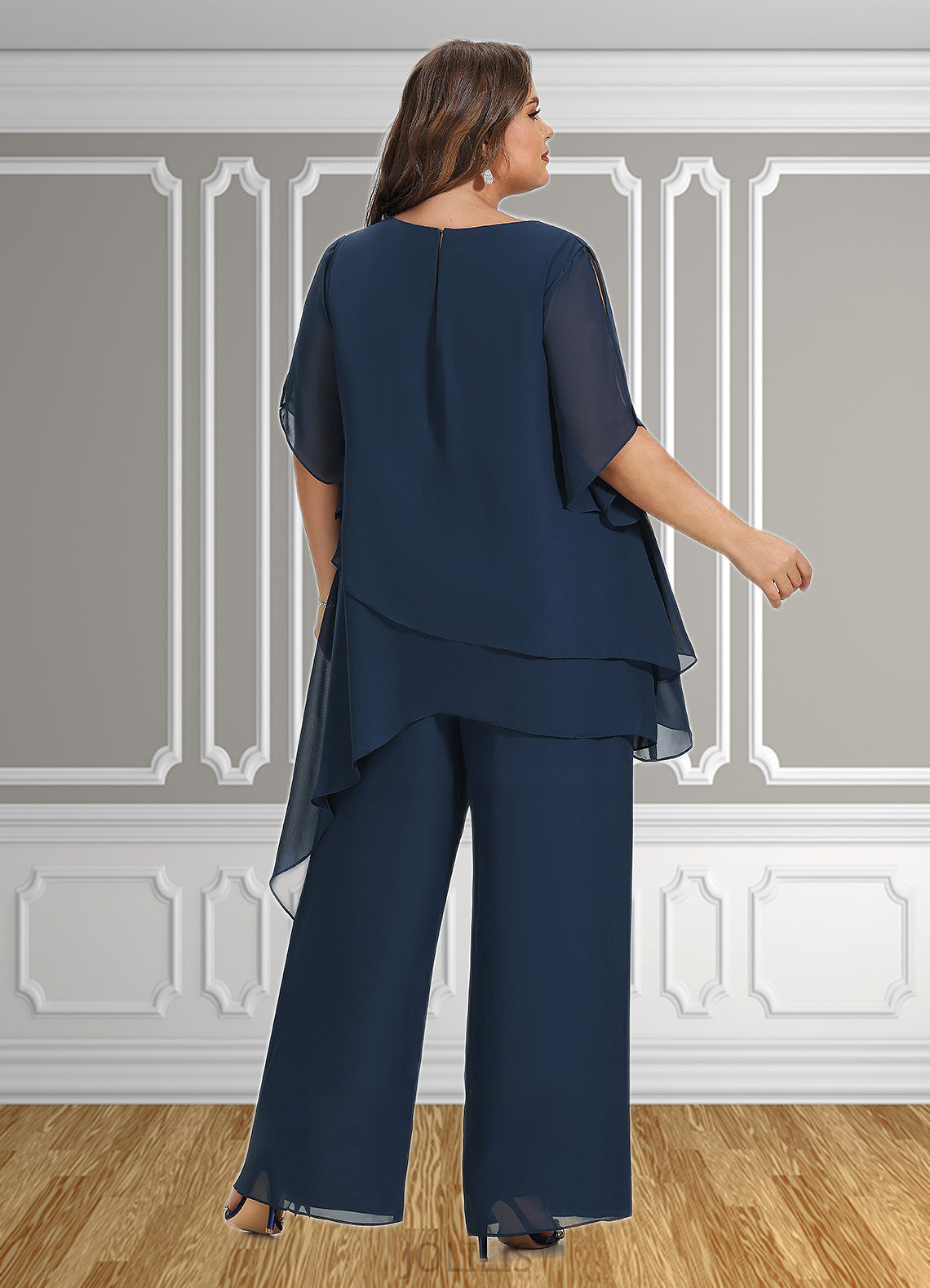 Sadie Jumpsuit/Pantsuit Scoop Neck Ankle-Length Chiffon Mother of the Bride Dress HI126P0014607