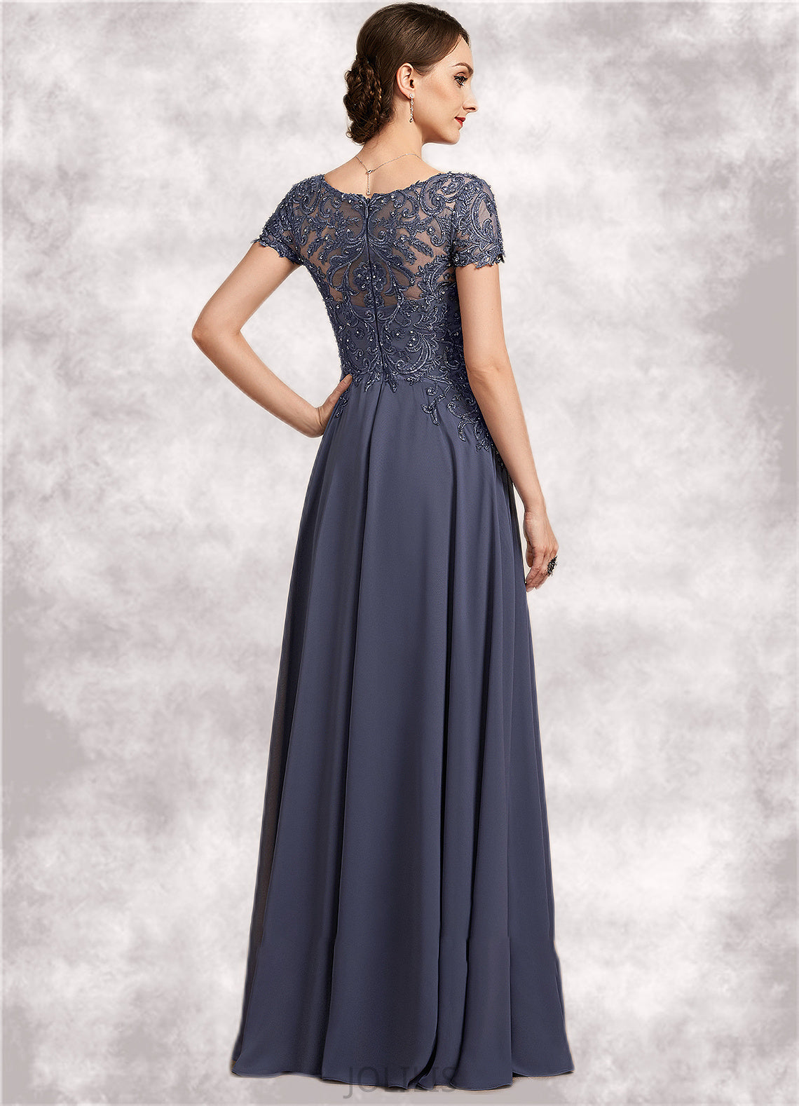 Skylar A-line V-Neck Floor-Length Chiffon Lace Mother of the Bride Dress With Beading Sequins HI126P0014614