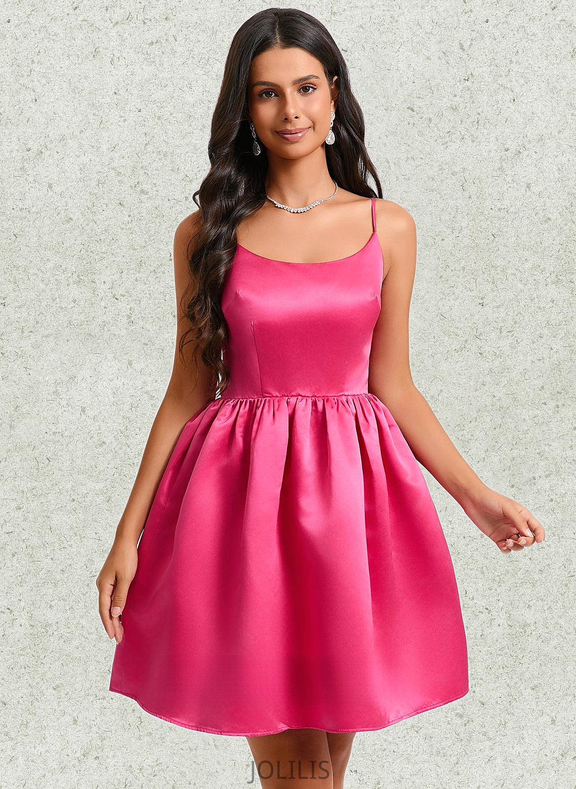 Rayne Ball-Gown/Princess Scoop Short Satin Homecoming Dress HIP0025714