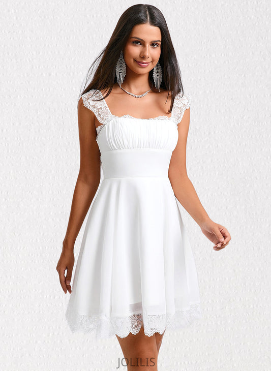 Aylin A-line Square Short Chiffon Homecoming Dress With Pleated HIP0025666