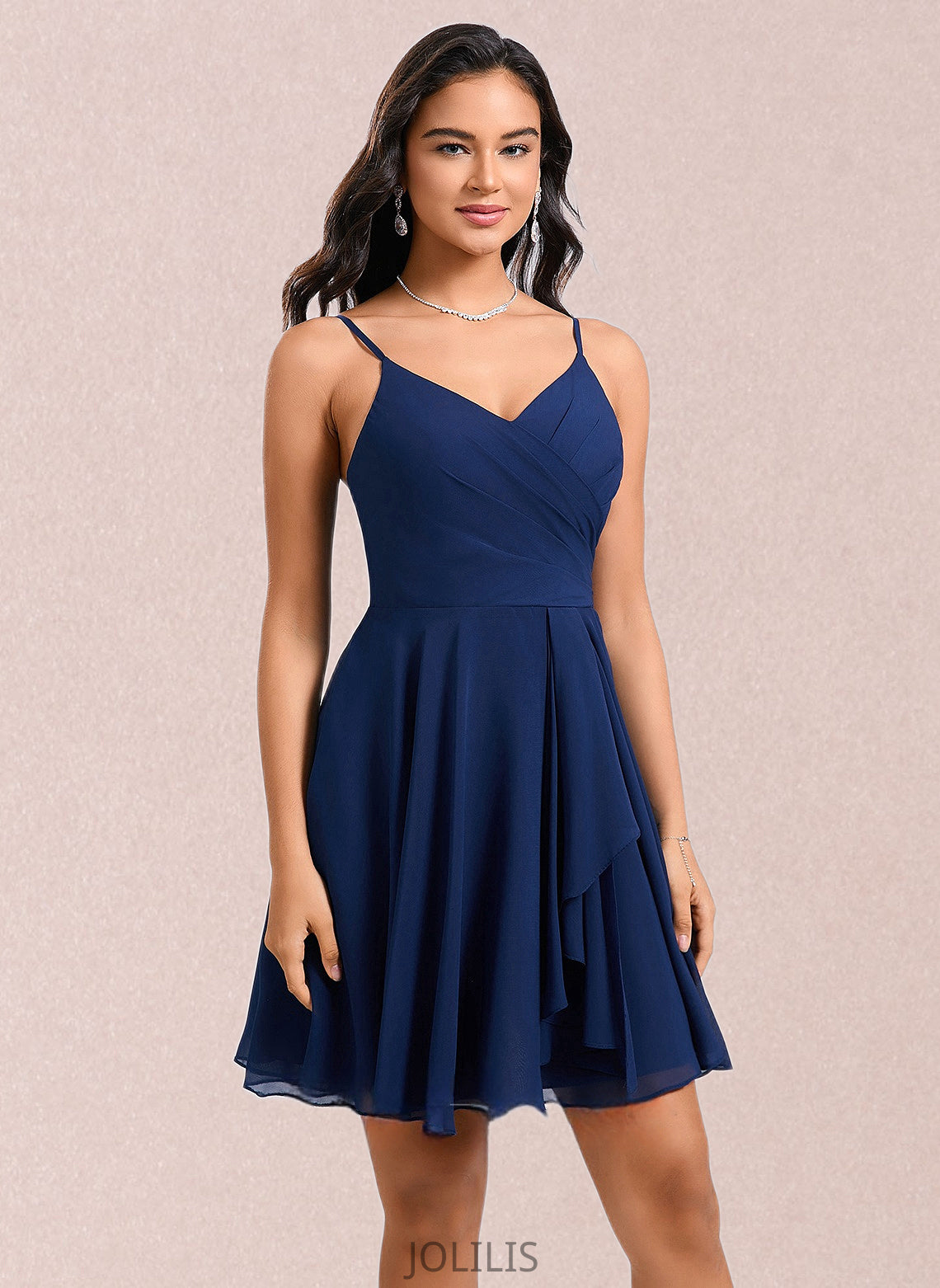 Sylvia A-line V-Neck Short Chiffon Homecoming Dress HIP0025641