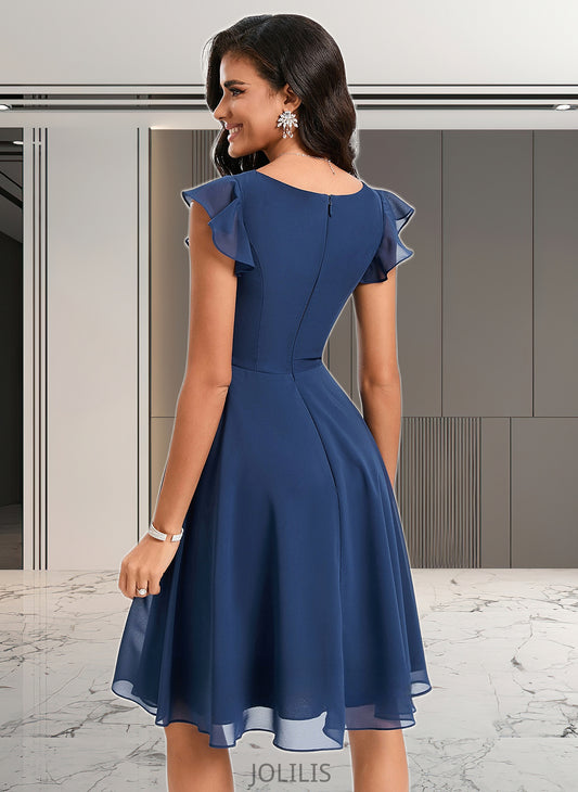 Mikayla A-line V-Neck Knee-Length Chiffon Homecoming Dress With Ruffle HIP0025684