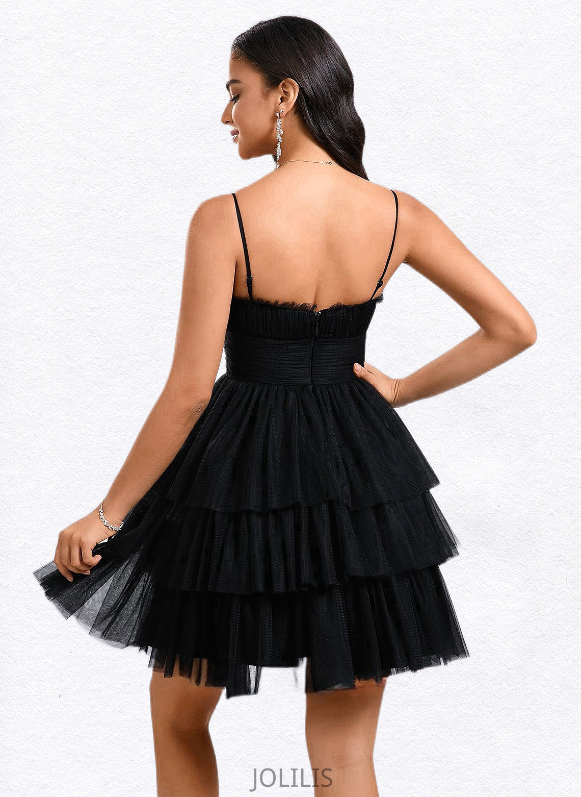 Kirsten Ball-Gown/Princess Scoop Short Tulle Homecoming Dress With Pleated Ruffle HIP0025648