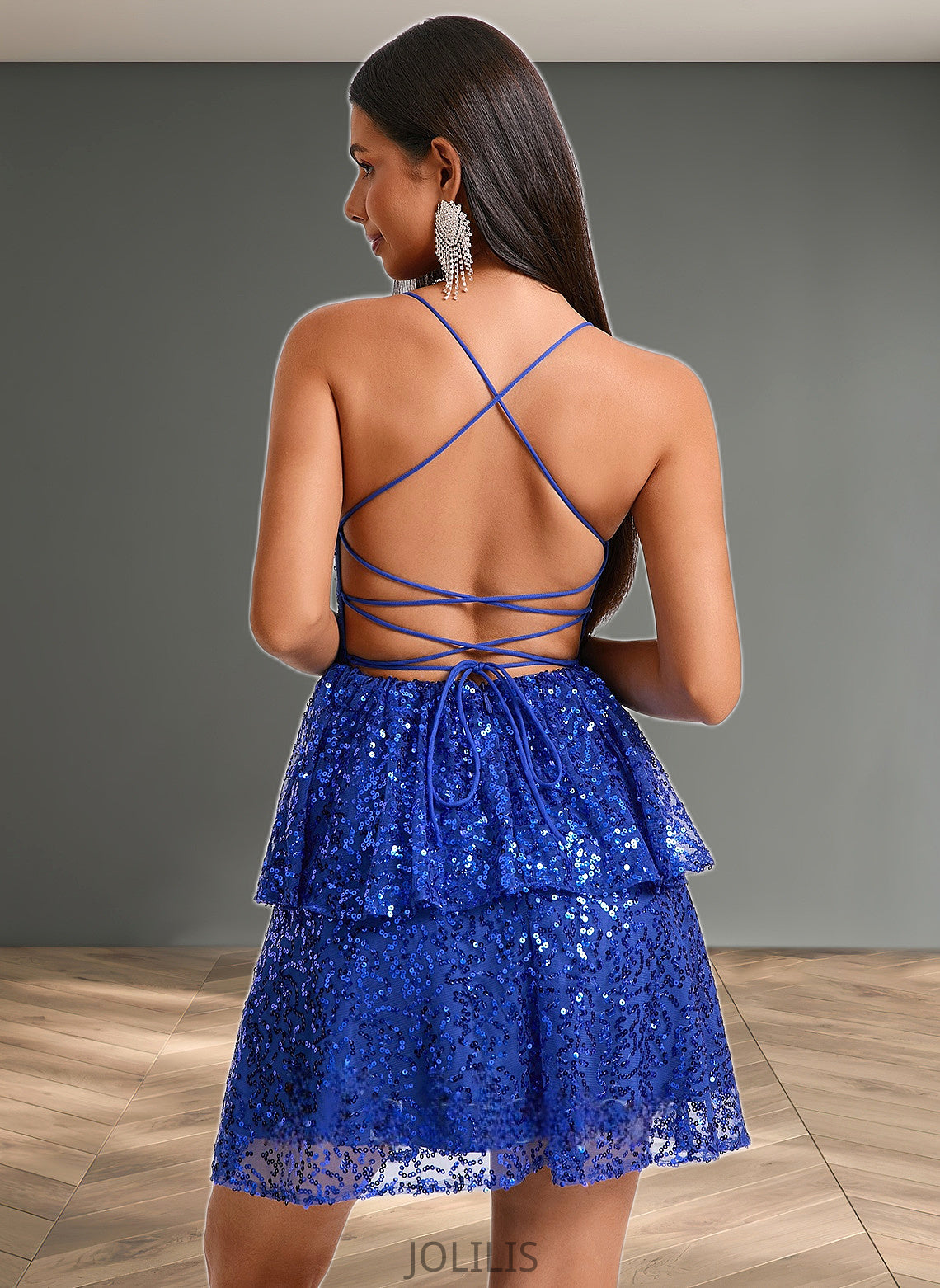 Lesly A-line Straight Short Sequin Homecoming Dress HIP0025713