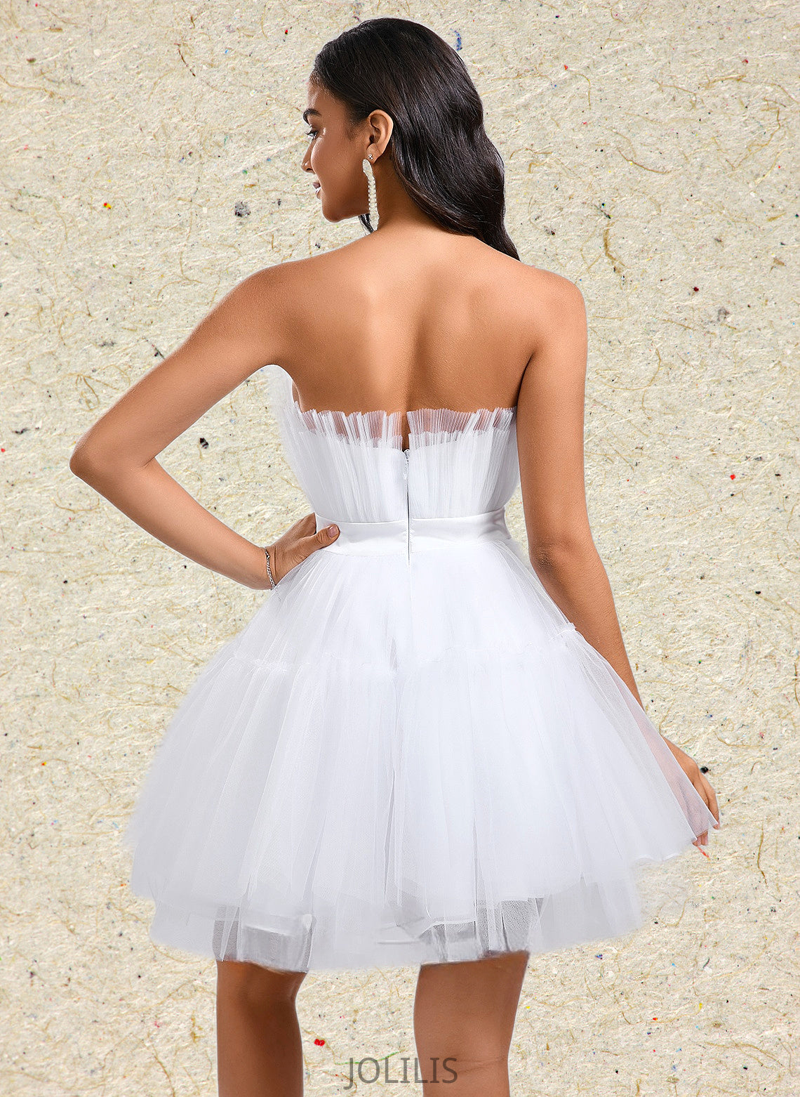 Deanna Ball-Gown/Princess Asymmetrical Short Tulle Homecoming Dress With Bow HIP0025709