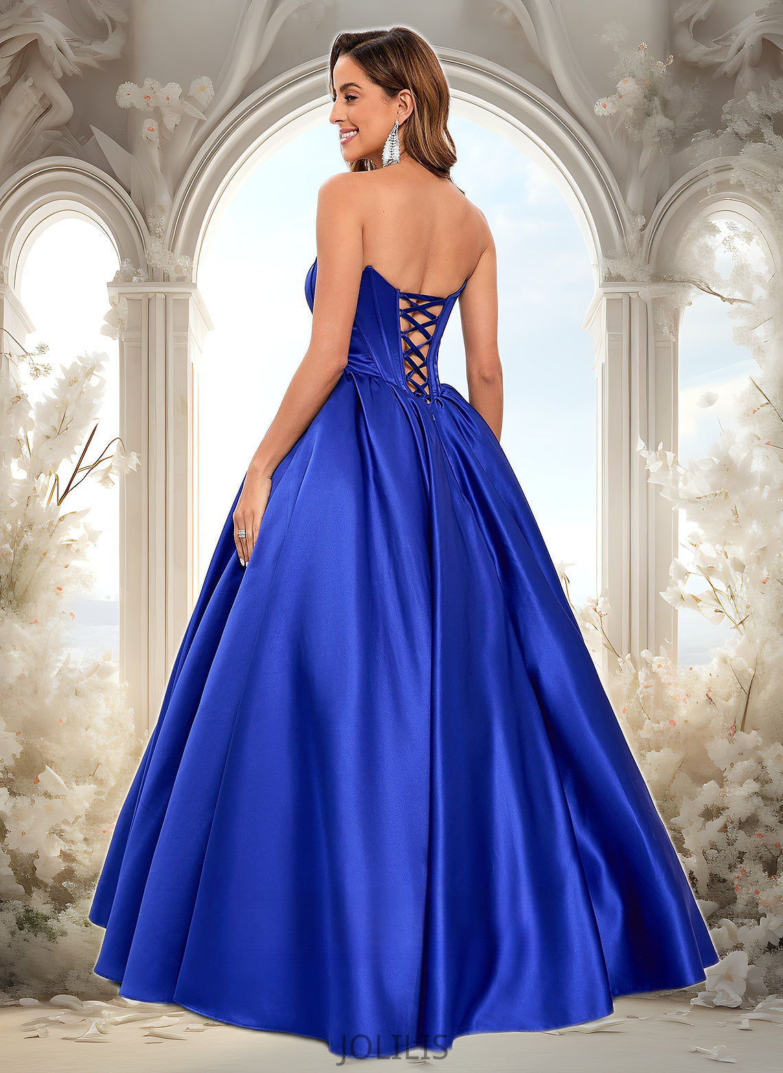 Cindy Ball-Gown/Princess Straight Floor-Length Satin Prom Dresses HIP0025831