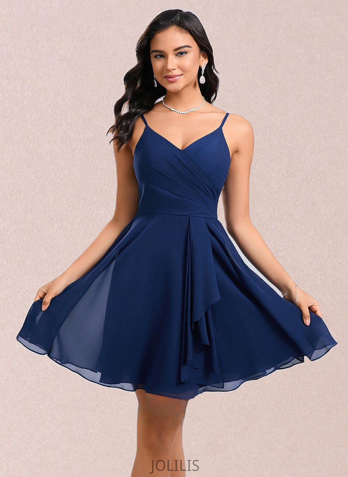 Sylvia A-line V-Neck Short Chiffon Homecoming Dress HIP0025641