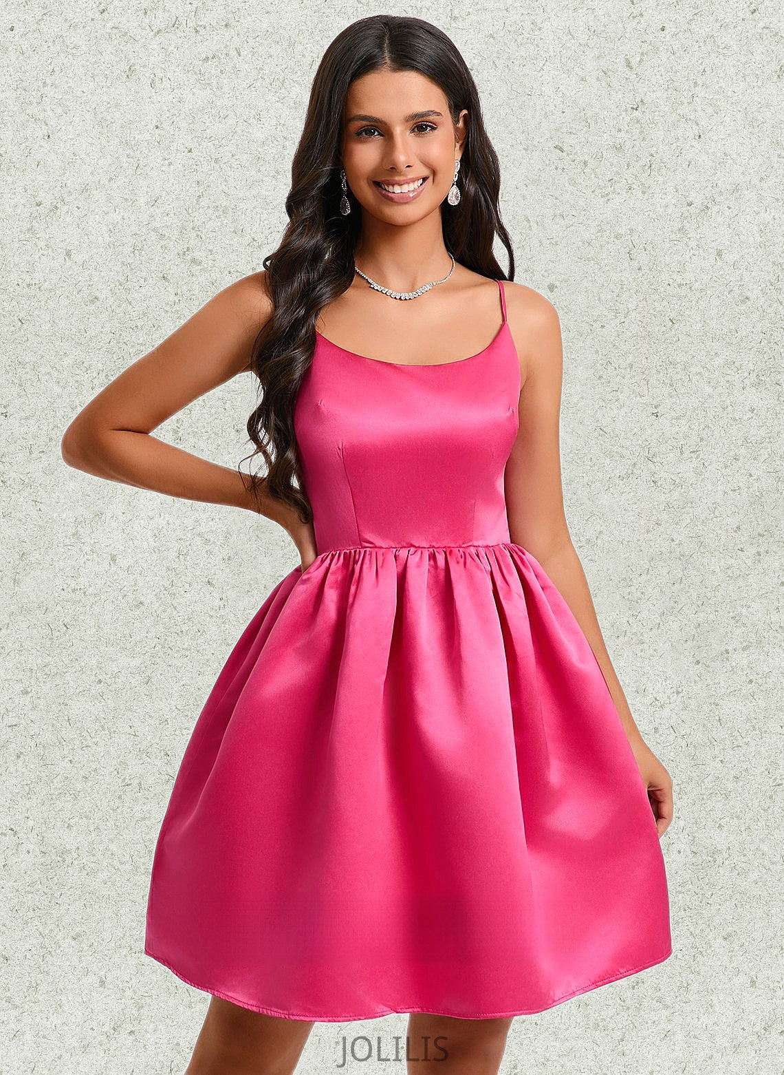 Rayne Ball-Gown/Princess Scoop Short Satin Homecoming Dress HIP0025714