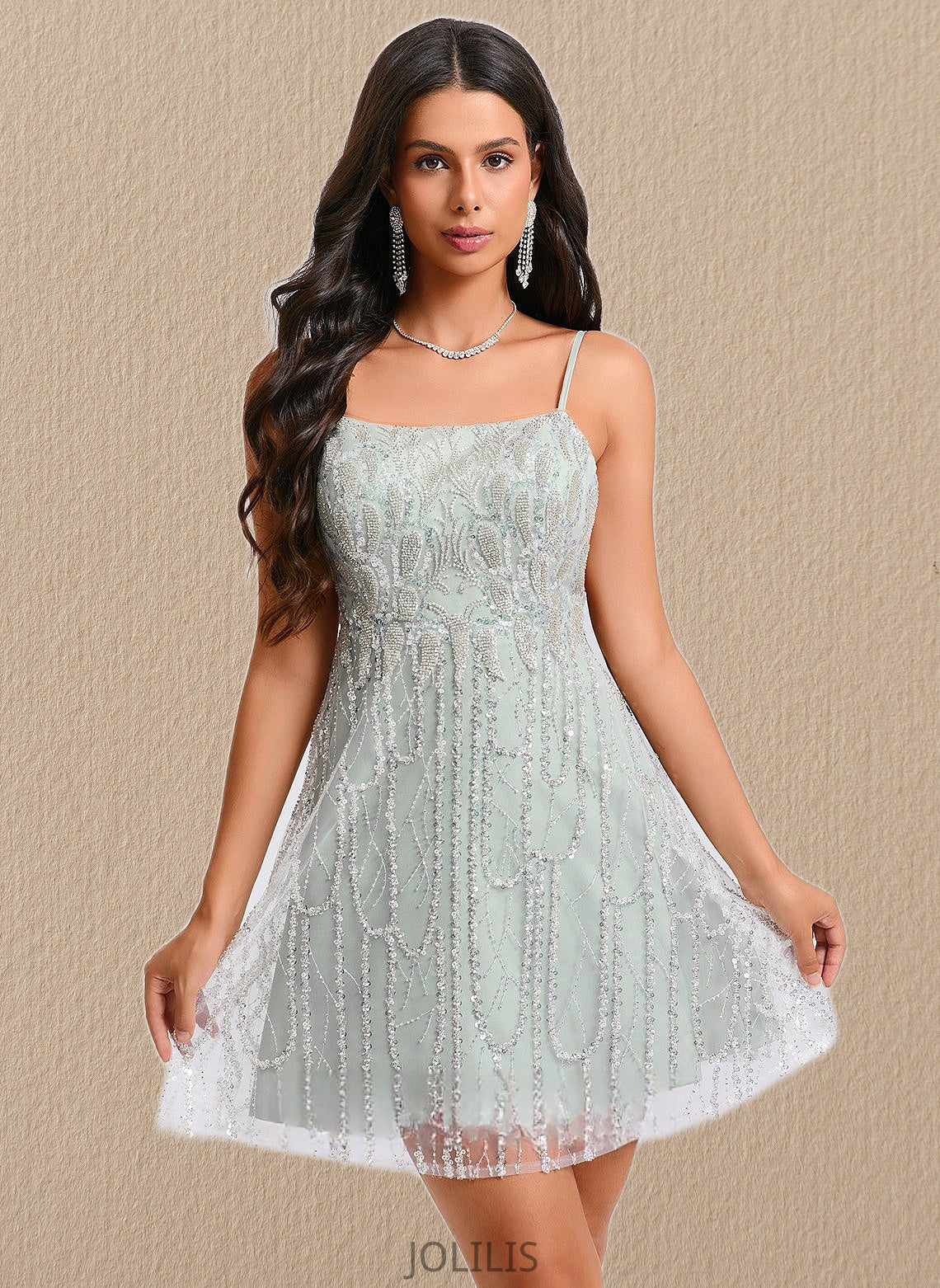 Alana A-line Scoop Mini Sequin Homecoming Dress With Sequins Beading HIP0025689