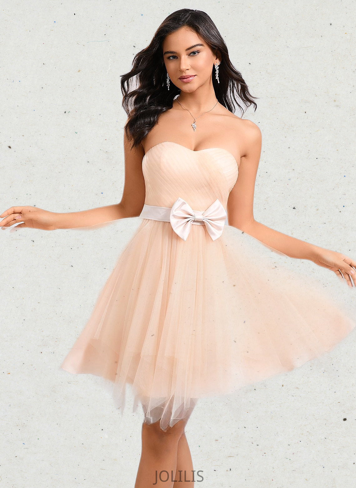 Jaylyn Ball-Gown/Princess Sweetheart Short Tulle Homecoming Dress With Bow HIP0025719