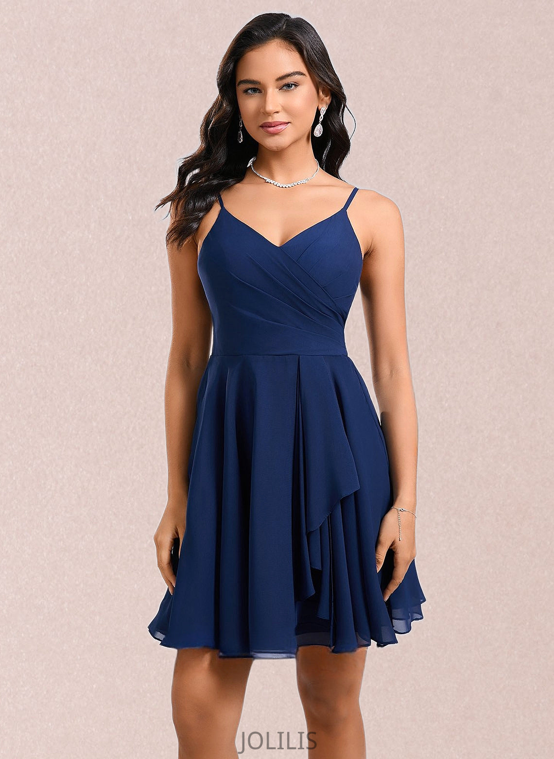 Sylvia A-line V-Neck Short Chiffon Homecoming Dress HIP0025641