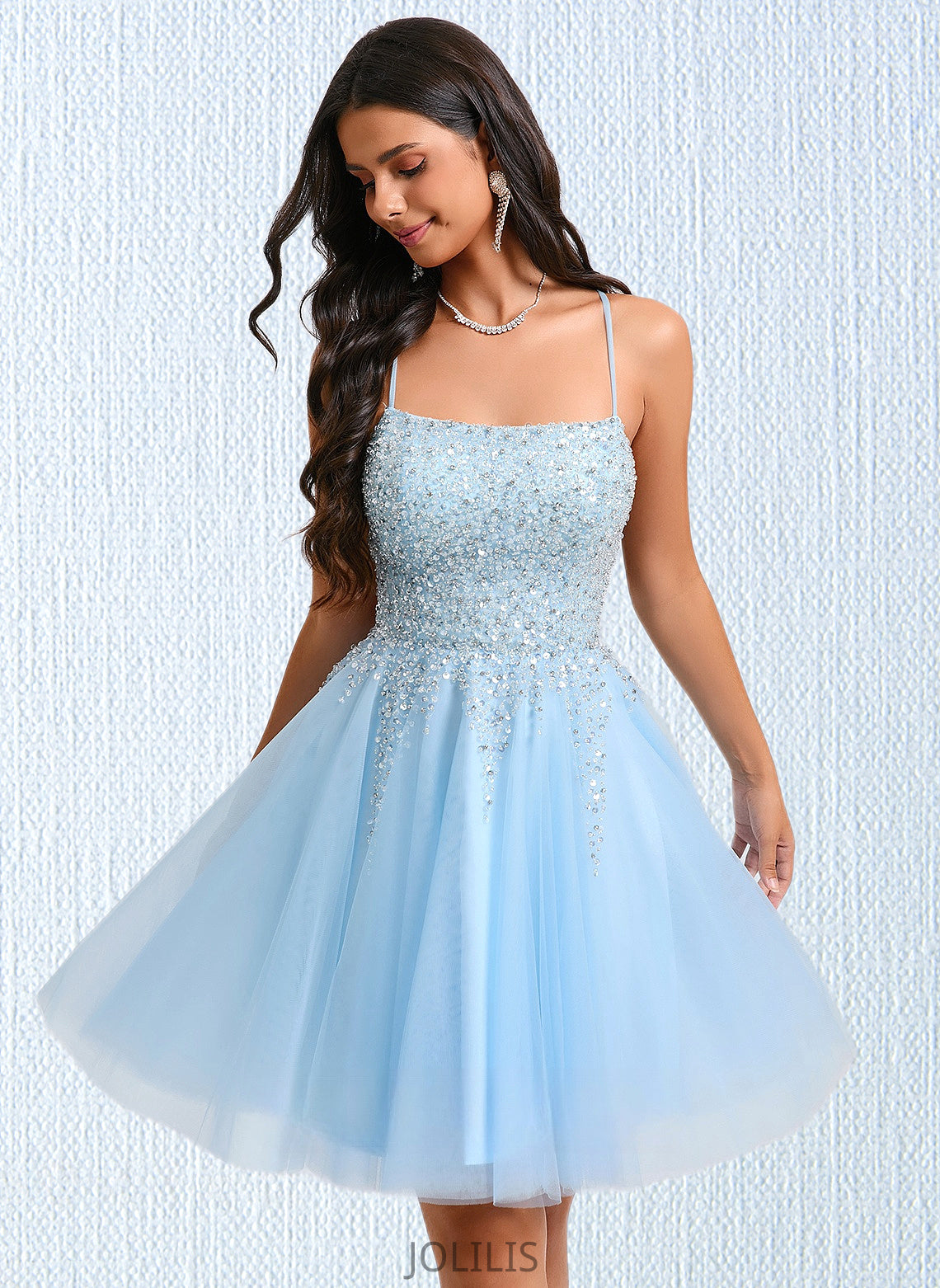 Aliza A-line Scoop Short Tulle Sequin Homecoming Dress With Sequins Beading HIP0025706