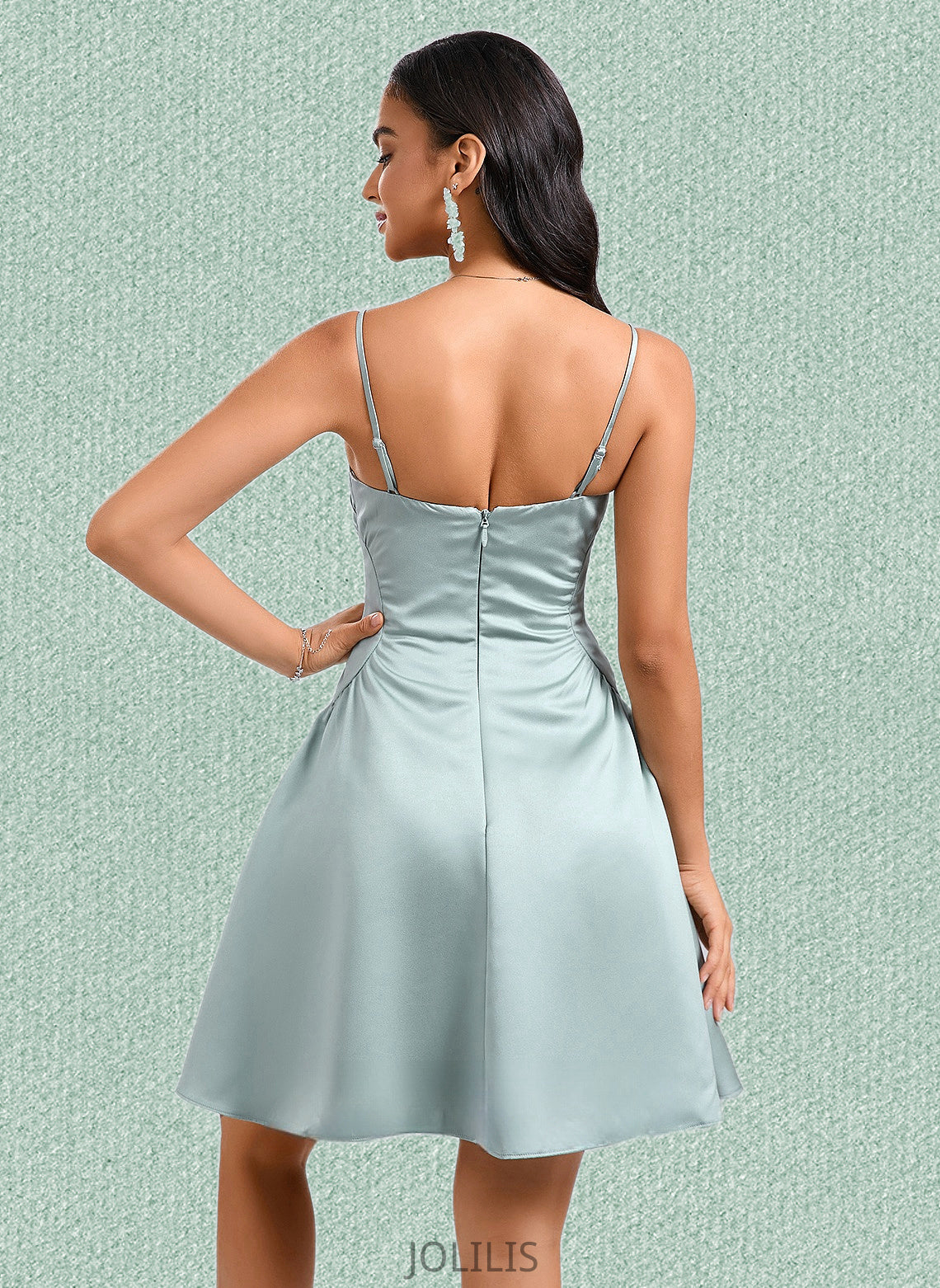 Jeanie A-line Straight Short Satin Homecoming Dress HIP0025643