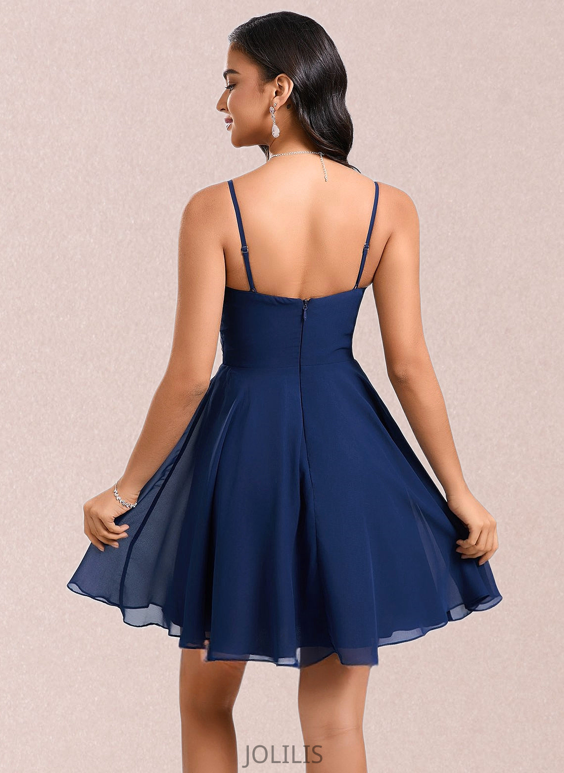 Sylvia A-line V-Neck Short Chiffon Homecoming Dress HIP0025641