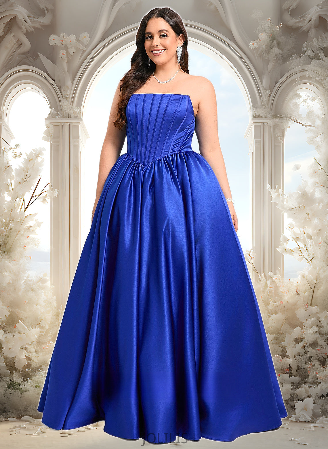 Cindy Ball-Gown/Princess Straight Floor-Length Satin Prom Dresses HIP0025831