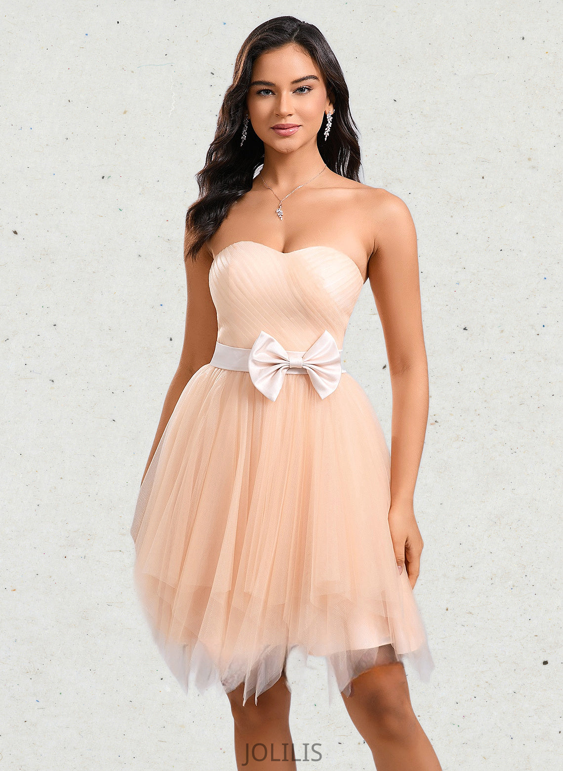 Jaylyn Ball-Gown/Princess Sweetheart Short Tulle Homecoming Dress With Bow HIP0025719