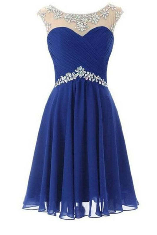 Charming Royal Bule Chiffon Prom Dress Homecoming Dress ED16