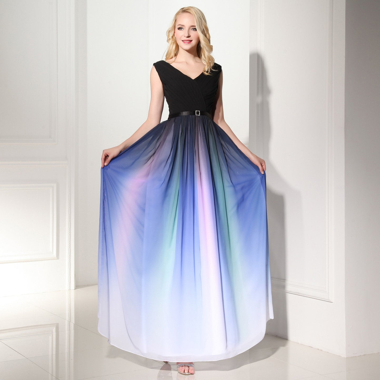 Ombre Custom Made Long Charming Chiffon Prom Dress 06