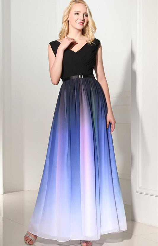 Ombre Custom Made Long Charming Chiffon Prom Dress 06