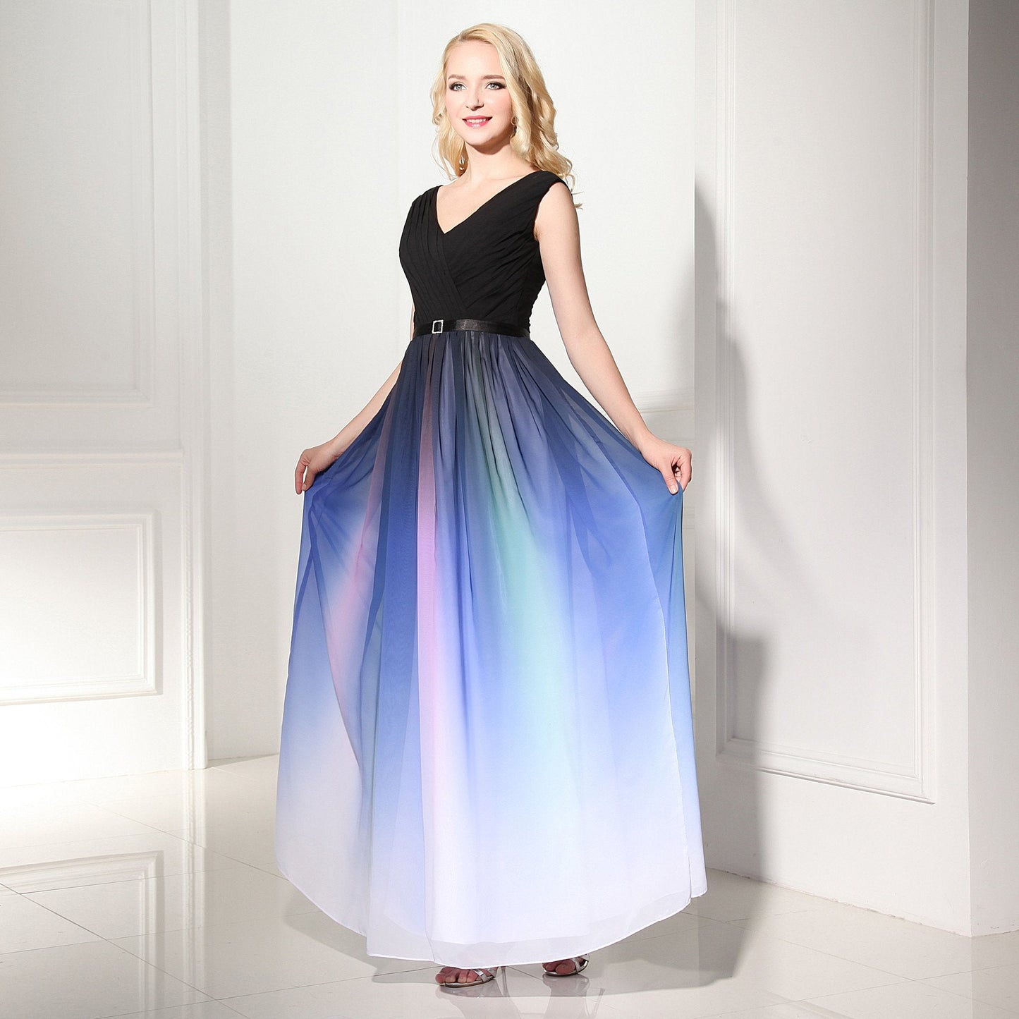 Ombre Custom Made Long Charming Chiffon Prom Dress 06