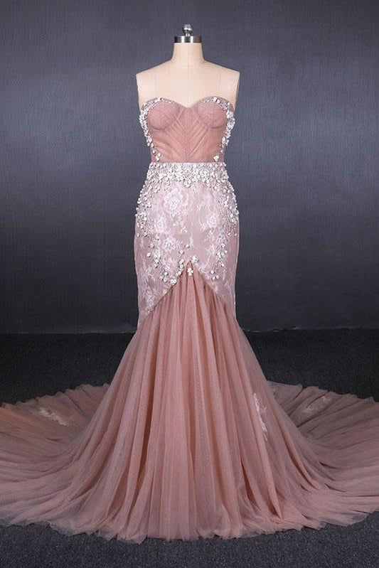 Gorgeous Sweetheart Mermaid Tulle Prom Dress, Long Evening Dresses N2343