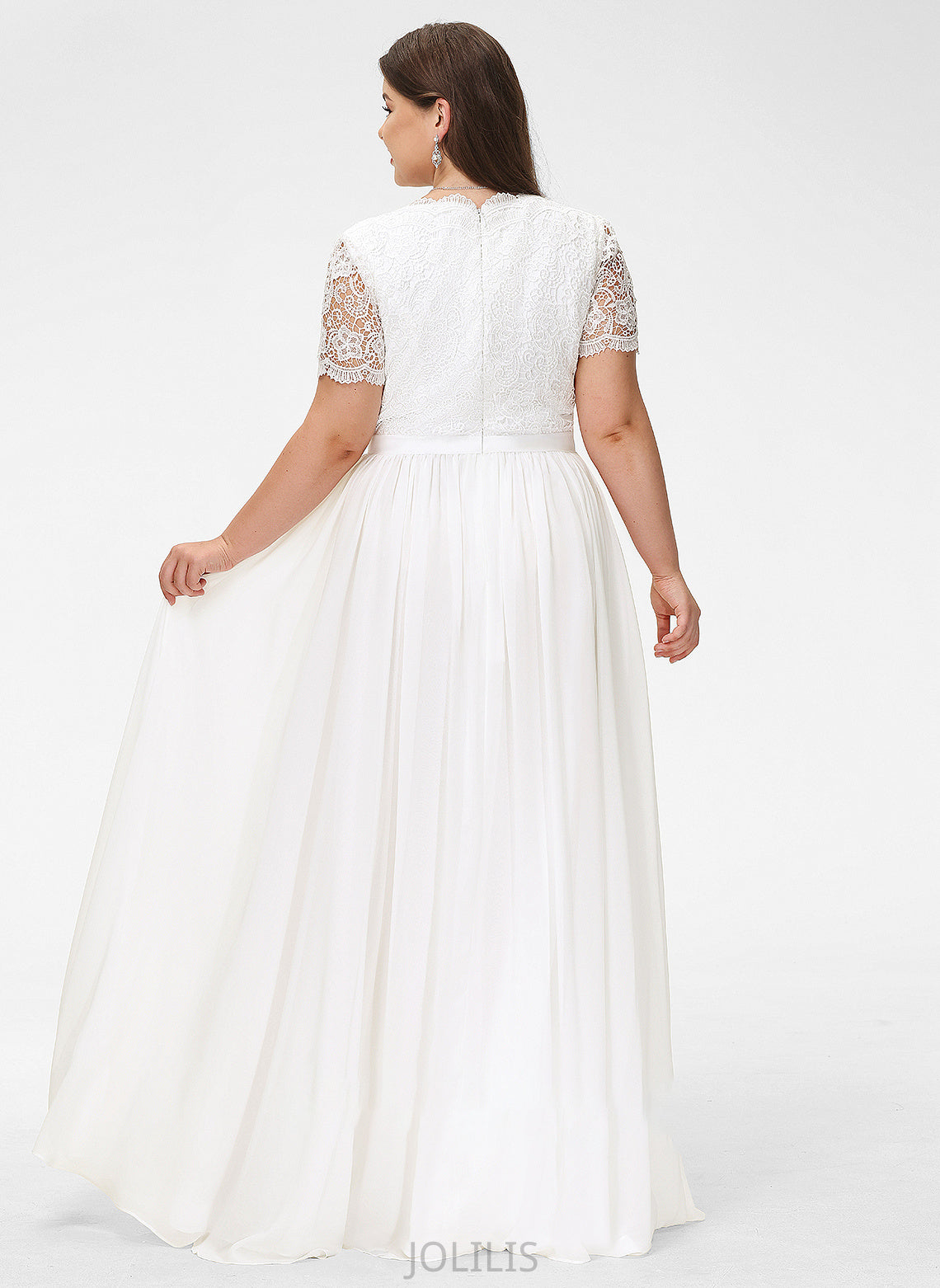 Lace Wedding Dress Saige A-Line V-neck Chiffon Floor-Length Wedding Dresses