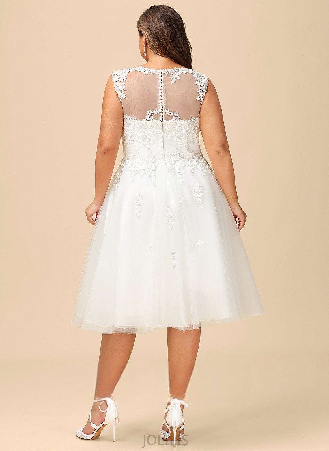 Asymmetrical Ruffle A-Line Illusion Lace Tulle Mariela Dress With Wedding Wedding Dresses