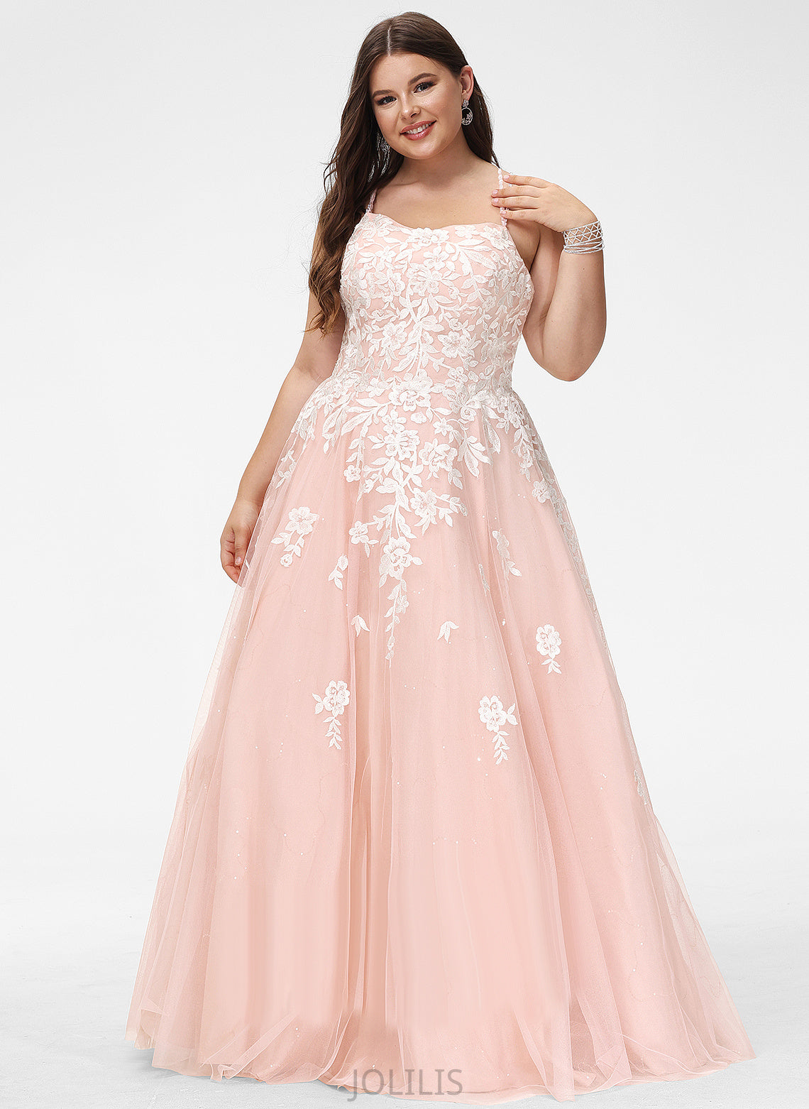 Ball-Gown/Princess Regan Sequins Floor-Length Square With Prom Dresses Tulle