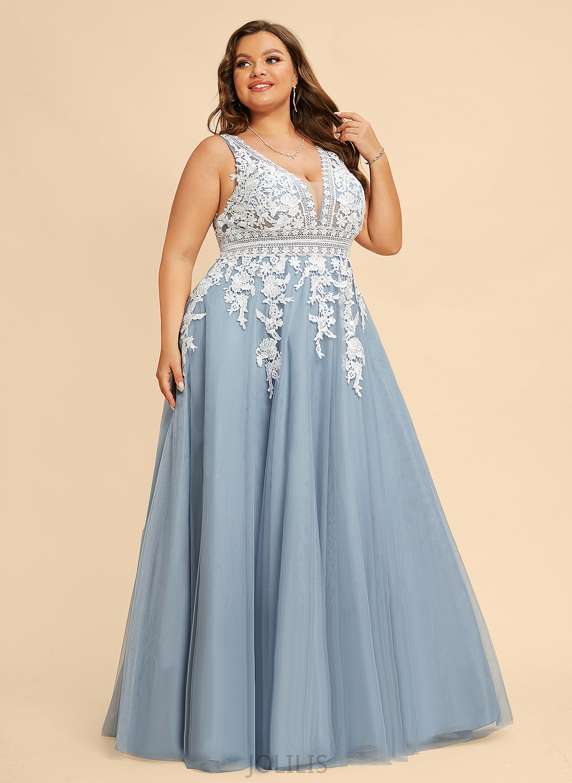 Prom Dresses Floor-Length Tulle Ball-Gown/Princess V-neck Mollie