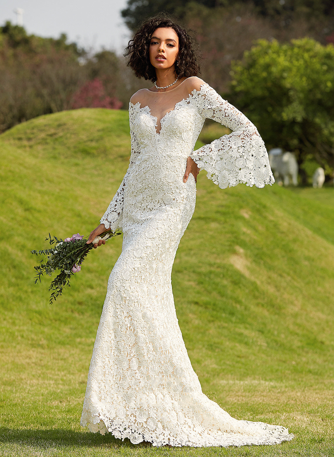 Lace Train Corinne Wedding Dresses Court Dress Trumpet/Mermaid Wedding Illusion