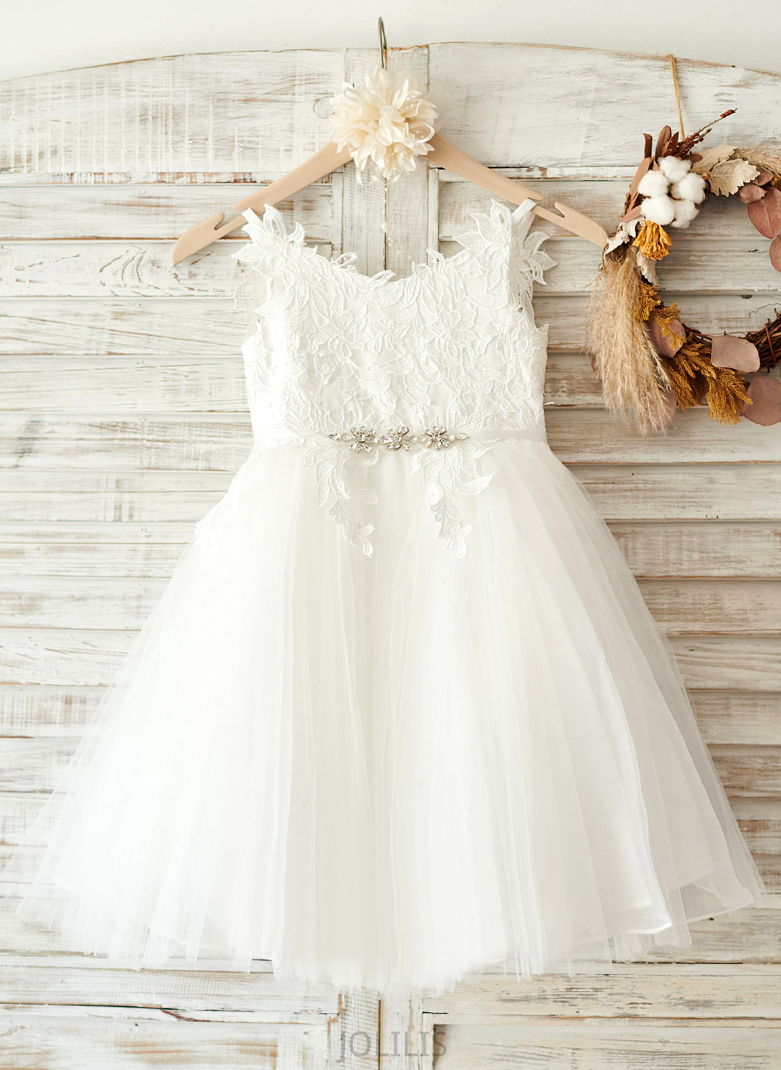 Tulle/Lace Girl Straps Elsa - Dress A-Line Sleeveless Knee-length Flower Flower Girl Dresses