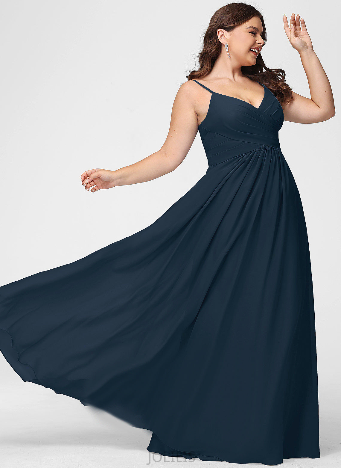 A-Line Prom Dresses Chiffon Alissa Pleated V-neck With Floor-Length