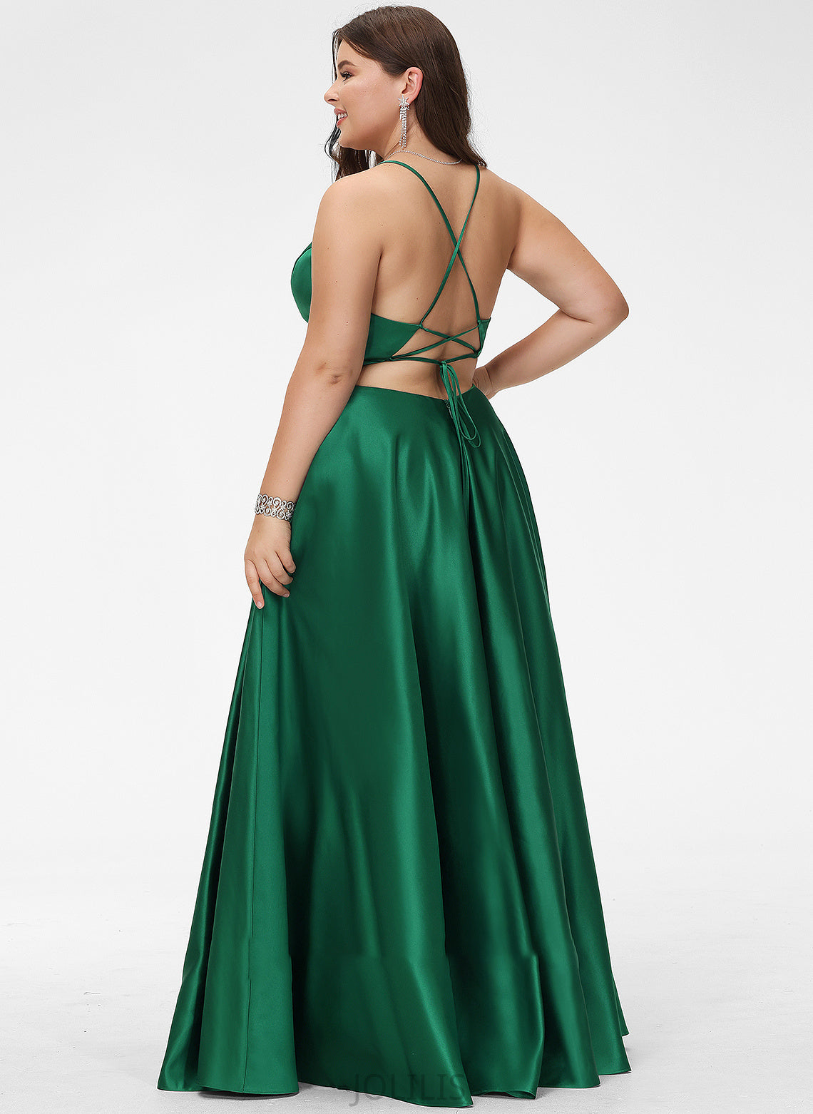 V-neck Satin Martha A-Line Prom Dresses Floor-Length