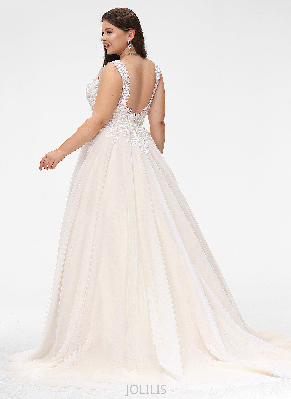 Aubrie Ball-Gown/Princess Train Dress Court Wedding Dresses V-neck Tulle Wedding