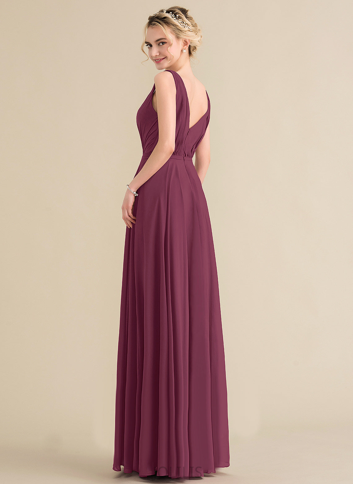 Prom Dresses Pleated Jemima Floor-Length With Chiffon A-Line V-neck