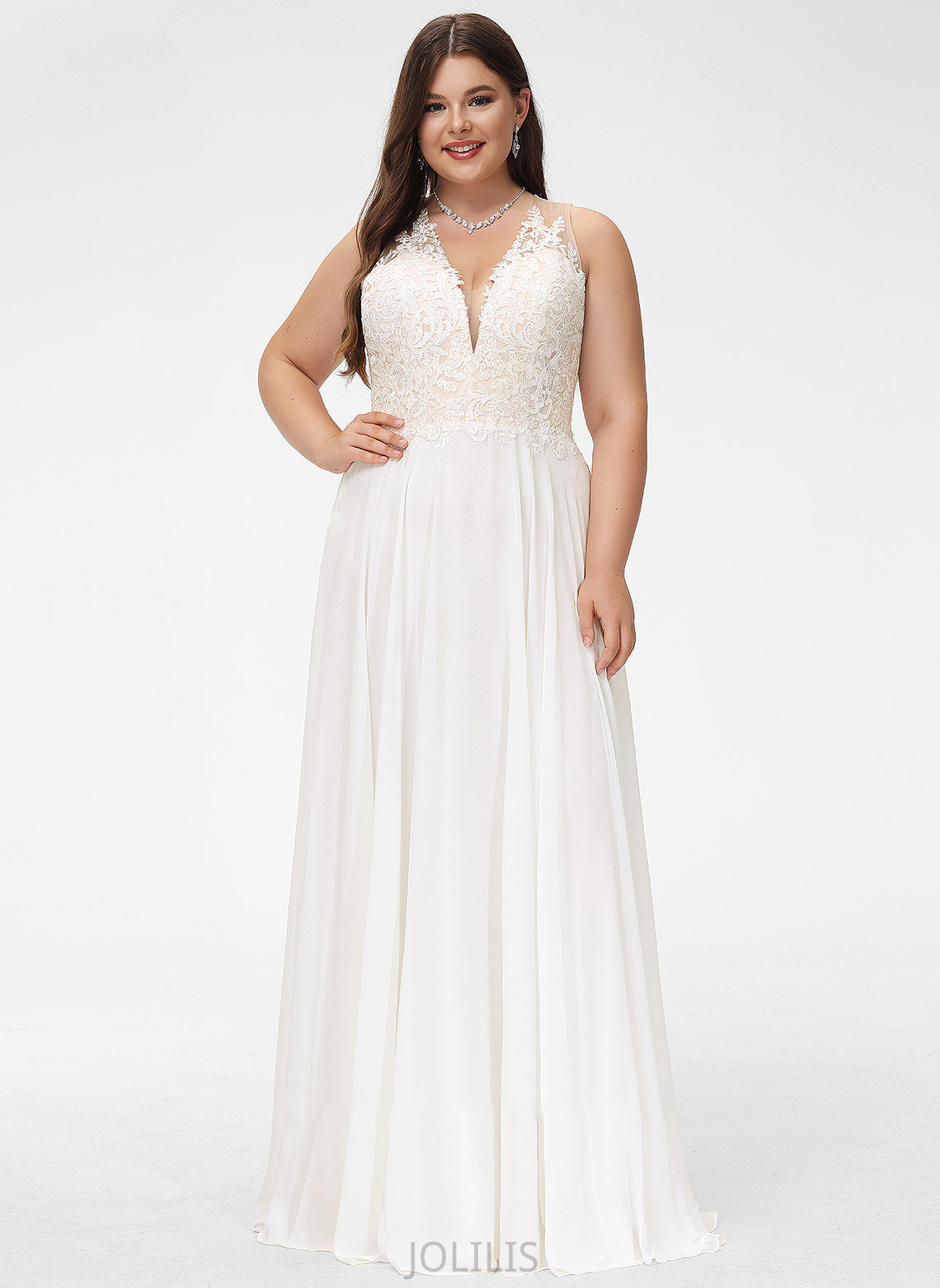 Chiffon Sweep V-neck Lace Train Dress Wedding With Wedding Dresses A-Line Lace Eva