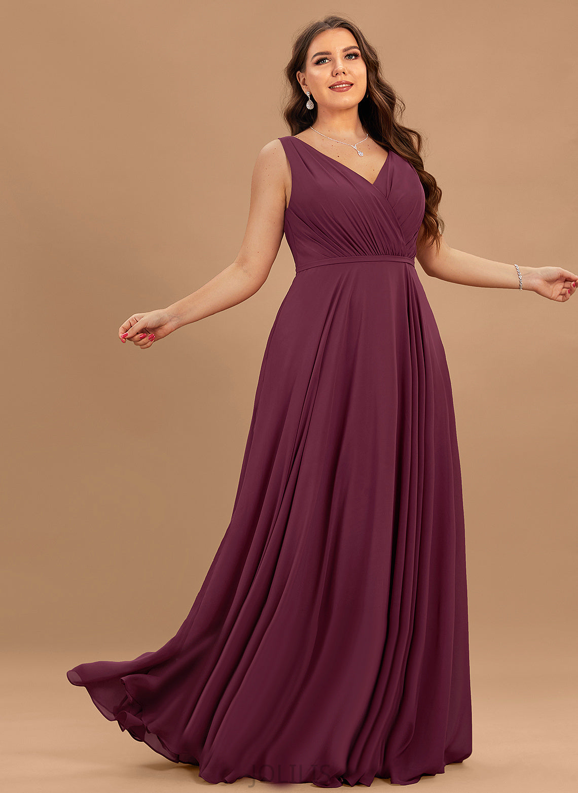 Prom Dresses Pleated Jemima Floor-Length With Chiffon A-Line V-neck