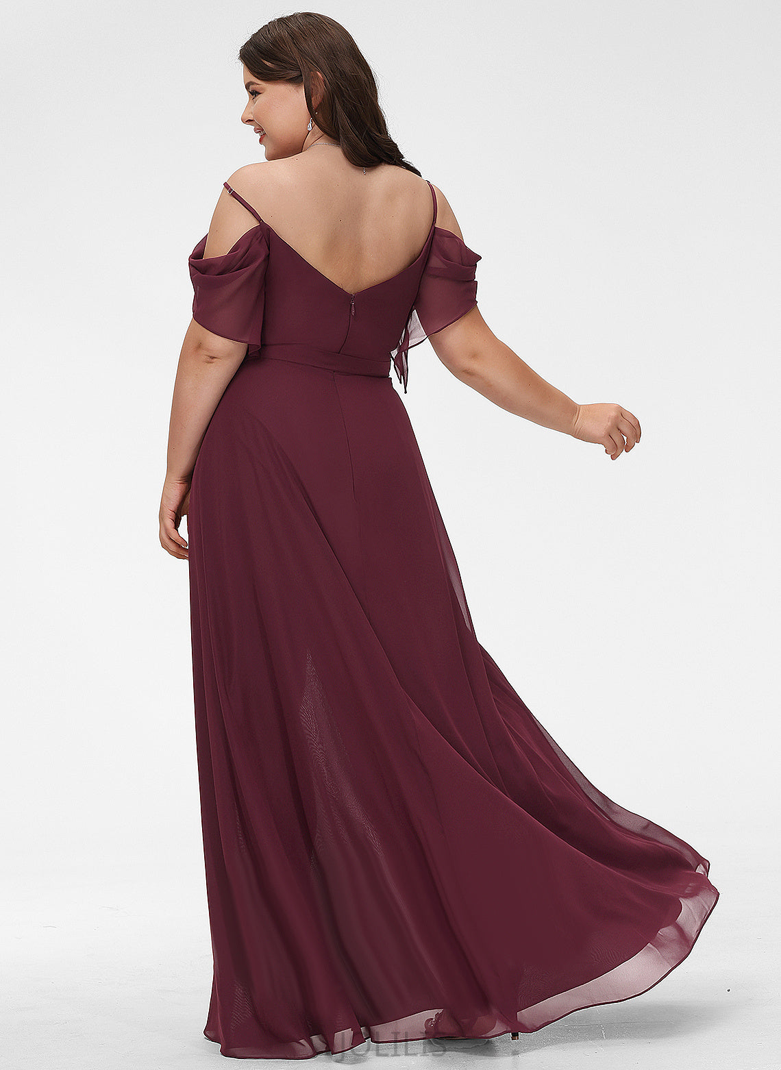 Prom Dresses Chiffon V-neck Angelina Ruffle With Floor-Length A-Line