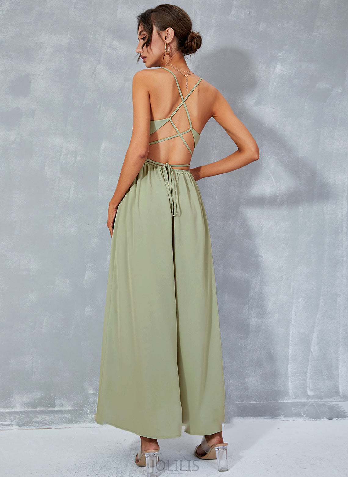 Ankle-Length With Prom Dresses Front A-Line Split Belen Neck Cowl