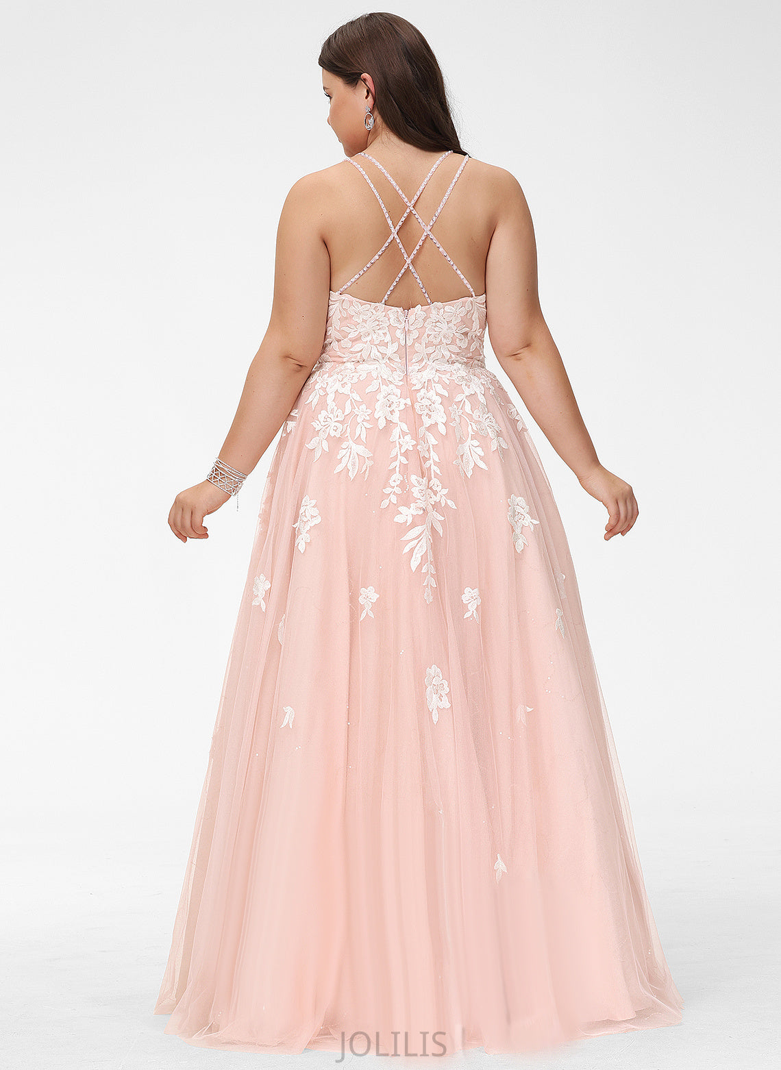 Lace Ava Tulle Floor-Length Ball-Gown/Princess With Prom Dresses Sequins Square