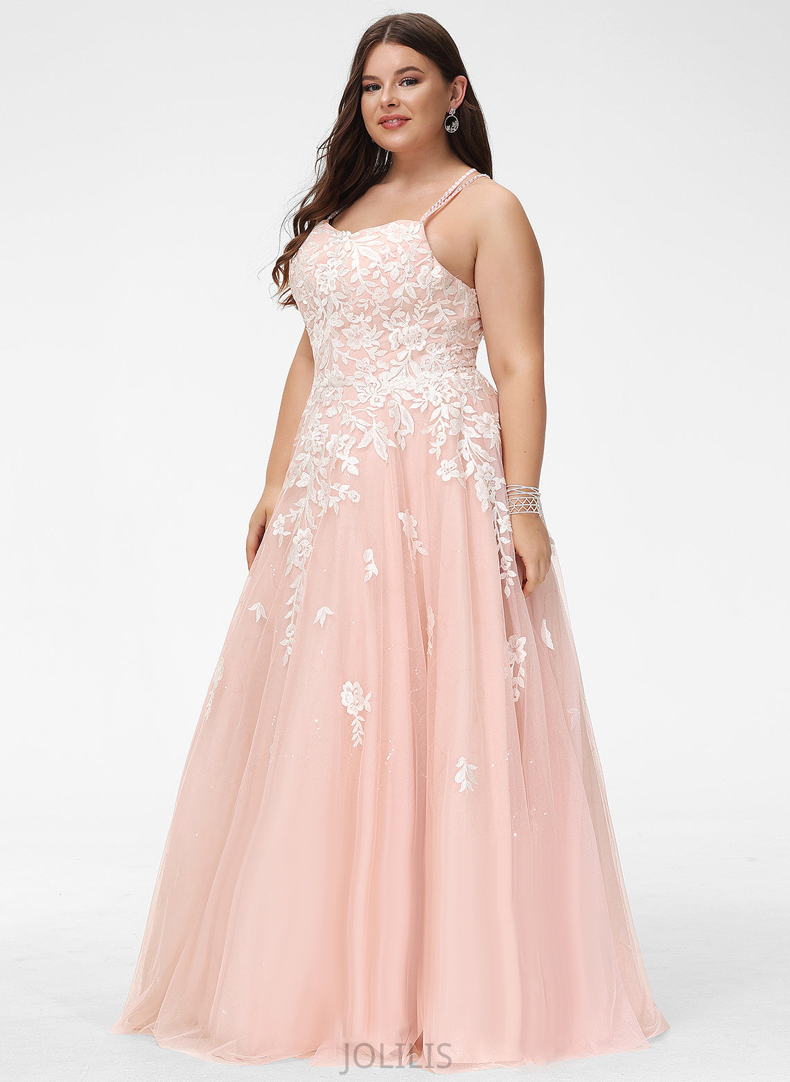 Lace Ava Tulle Floor-Length Ball-Gown/Princess With Prom Dresses Sequins Square