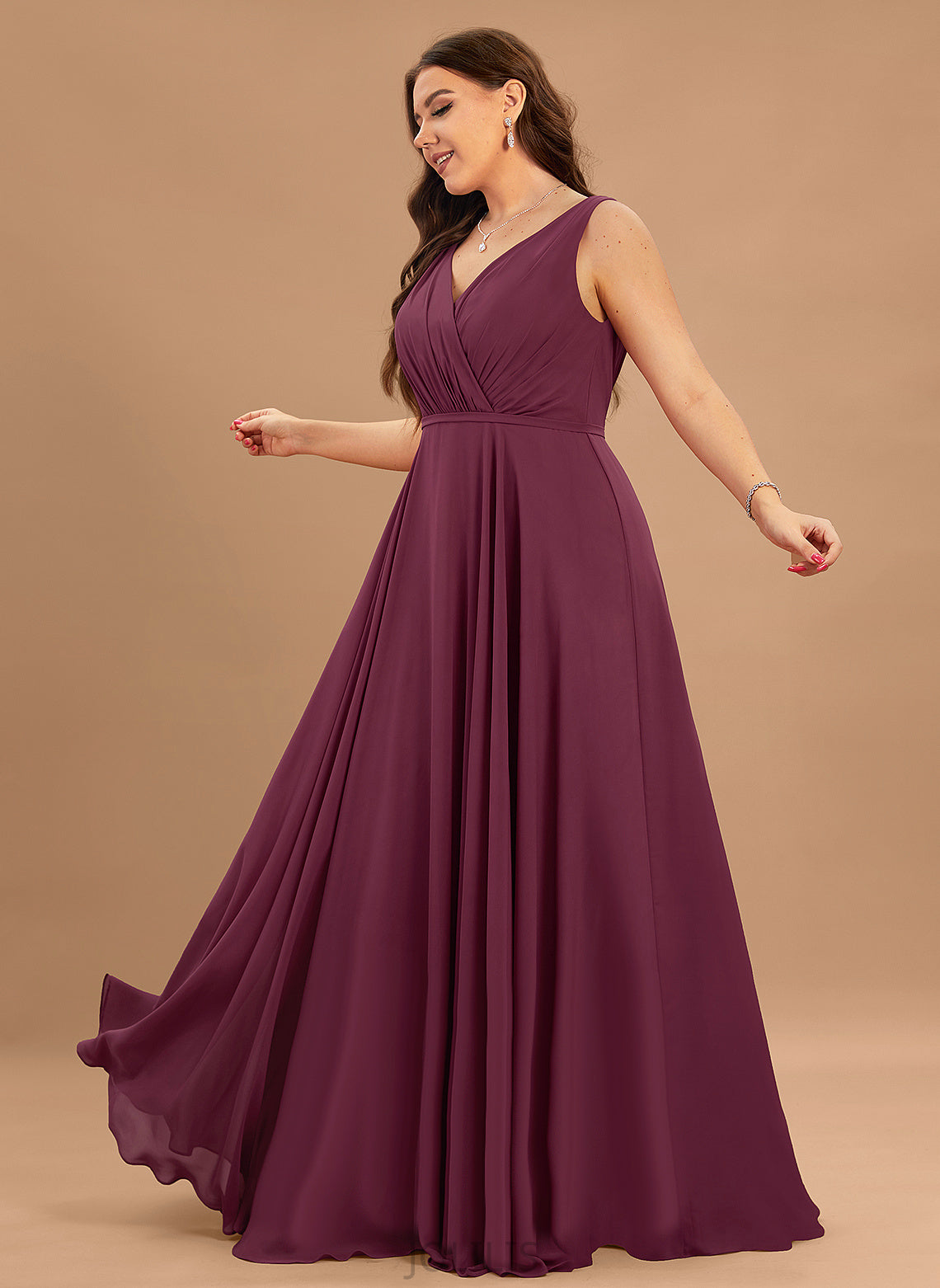 Prom Dresses Pleated Jemima Floor-Length With Chiffon A-Line V-neck