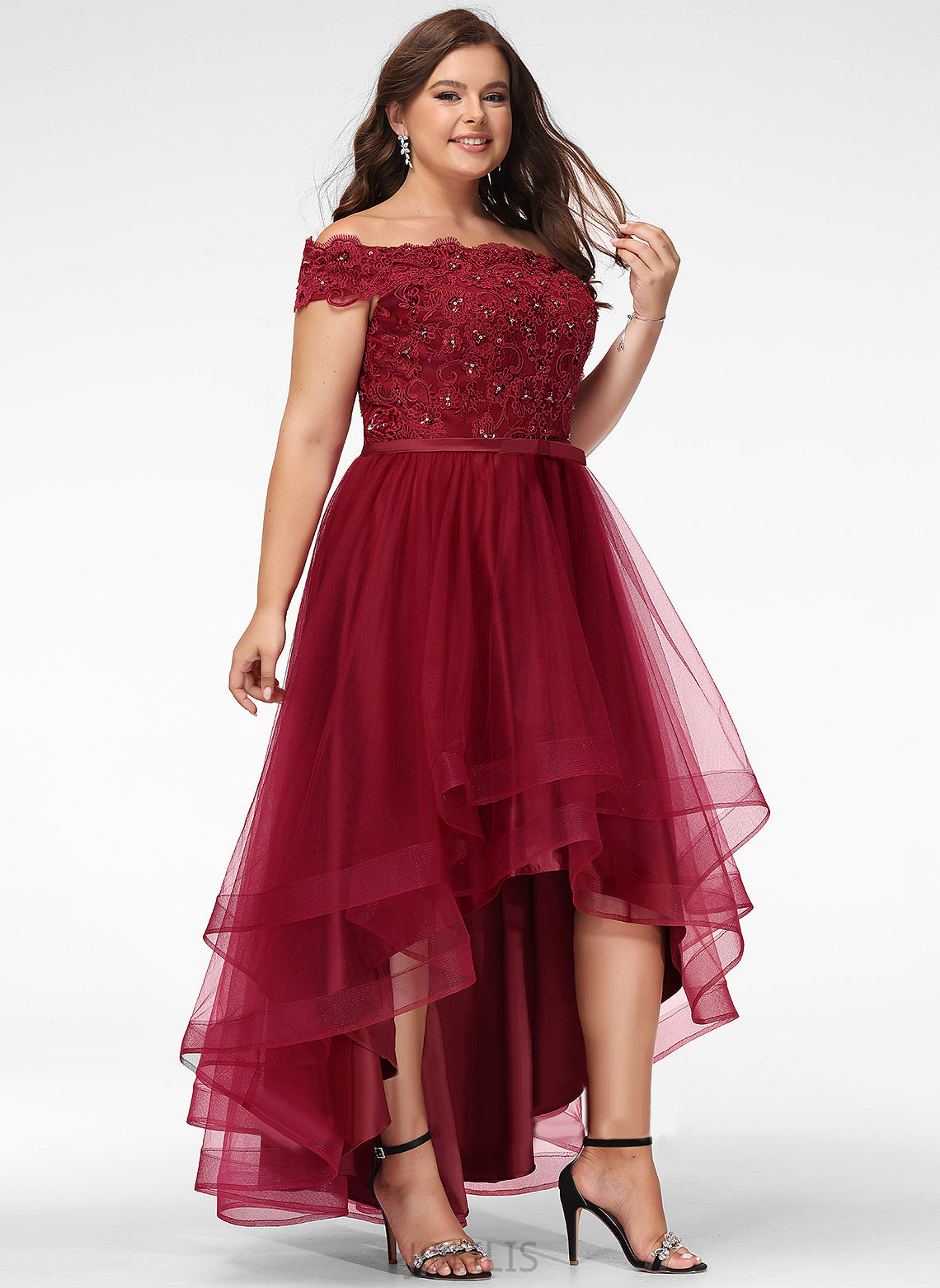 Sequins Dress Off-the-Shoulder Rosa Bow(s) A-Line With Wedding Dresses Lace Wedding Tulle Beading Asymmetrical