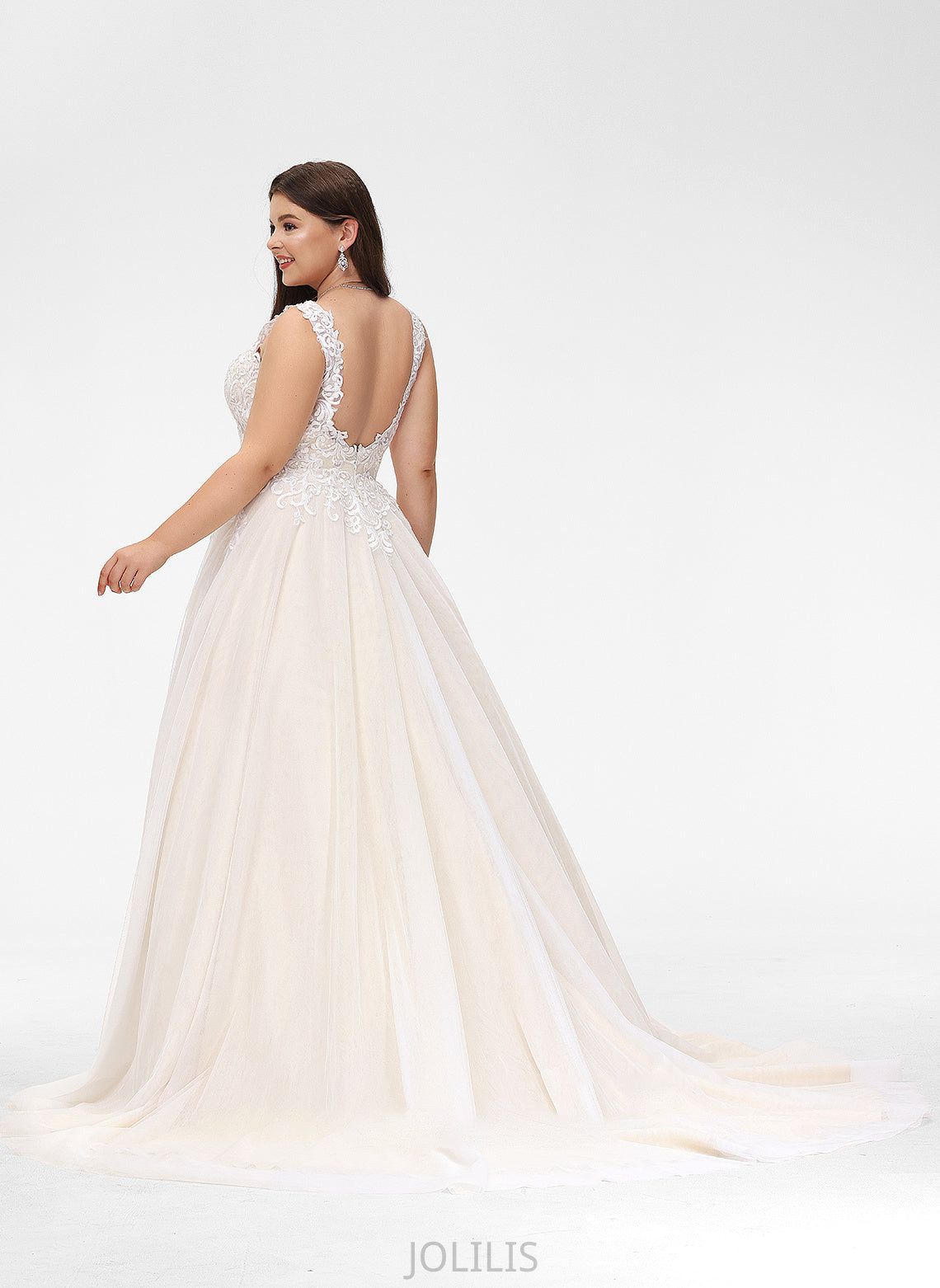 Aubrie Ball-Gown/Princess Train Dress Court Wedding Dresses V-neck Tulle Wedding