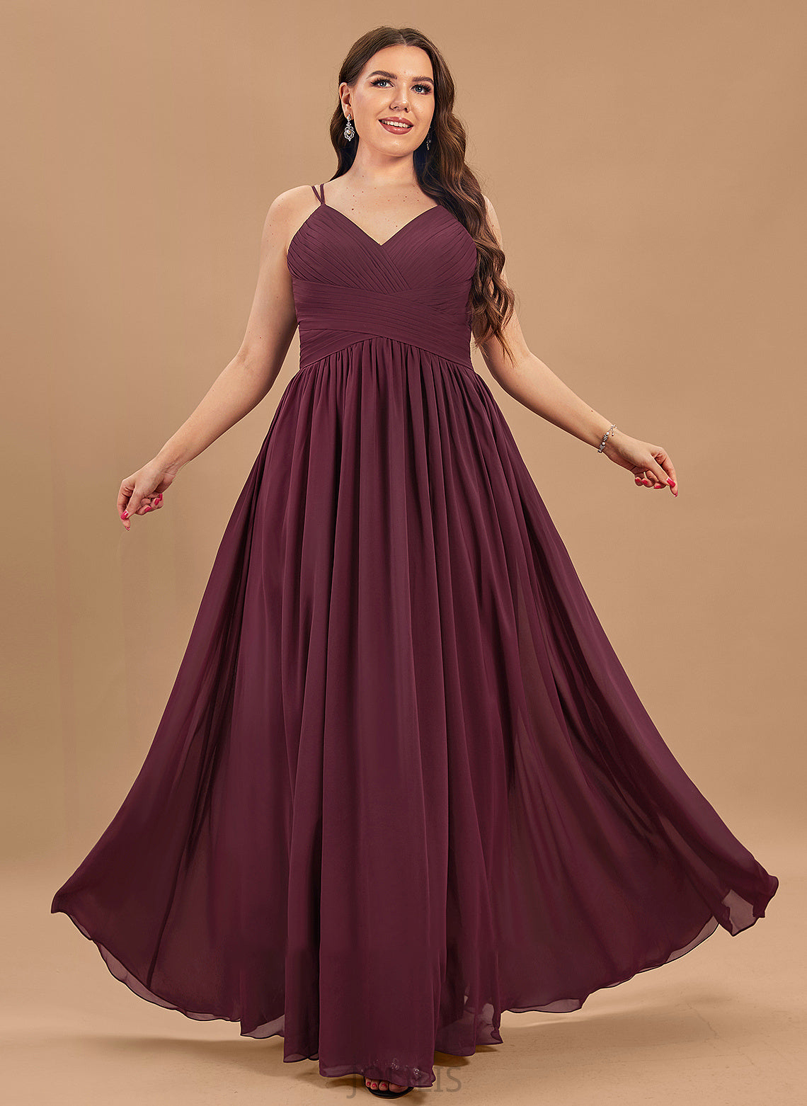 Aniyah V-neck A-Line With Prom Dresses Chiffon Lace Ruffle Floor-Length