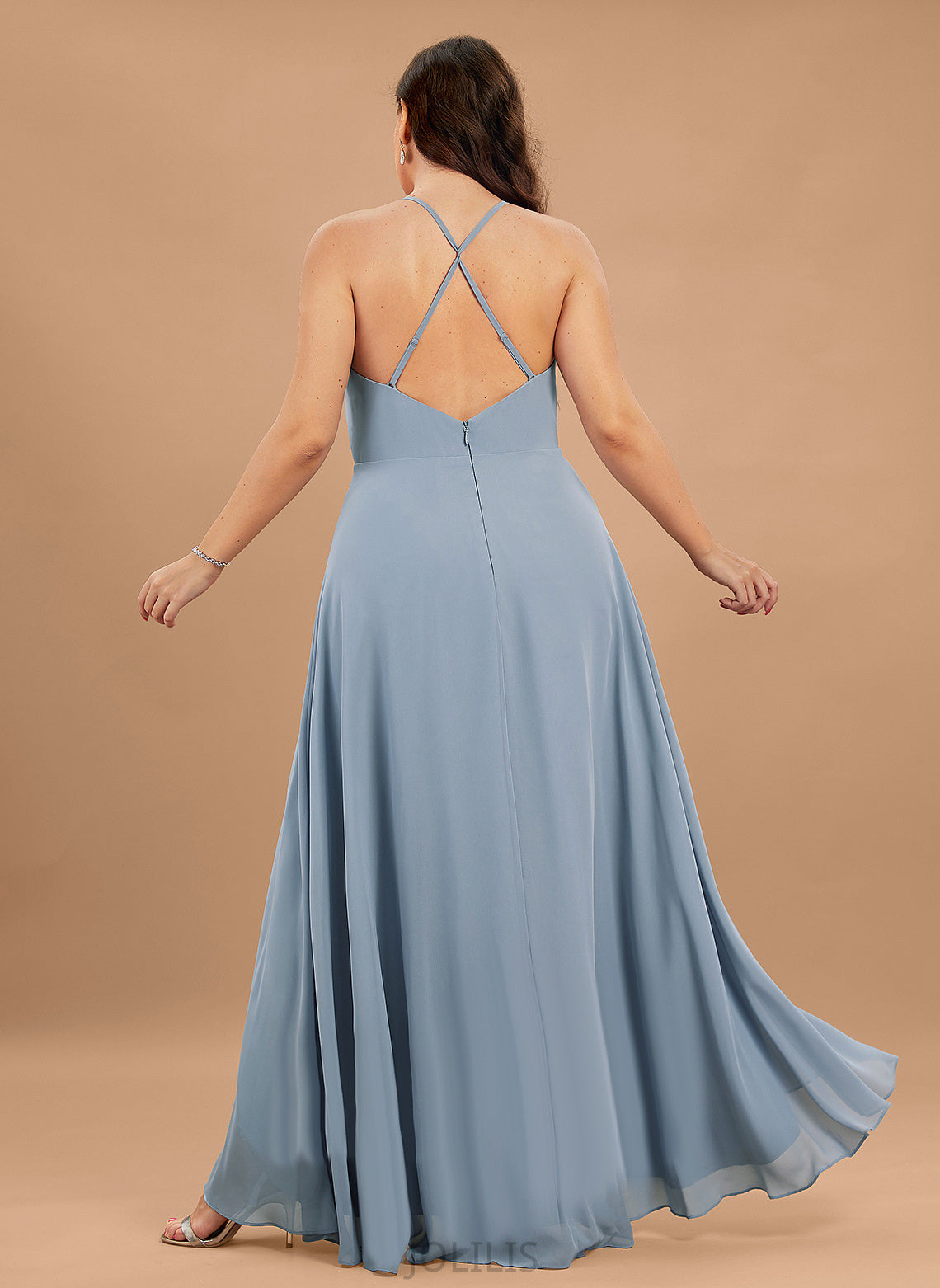 Chiffon Gabrielle Asymmetrical V-neck Prom Dresses A-Line