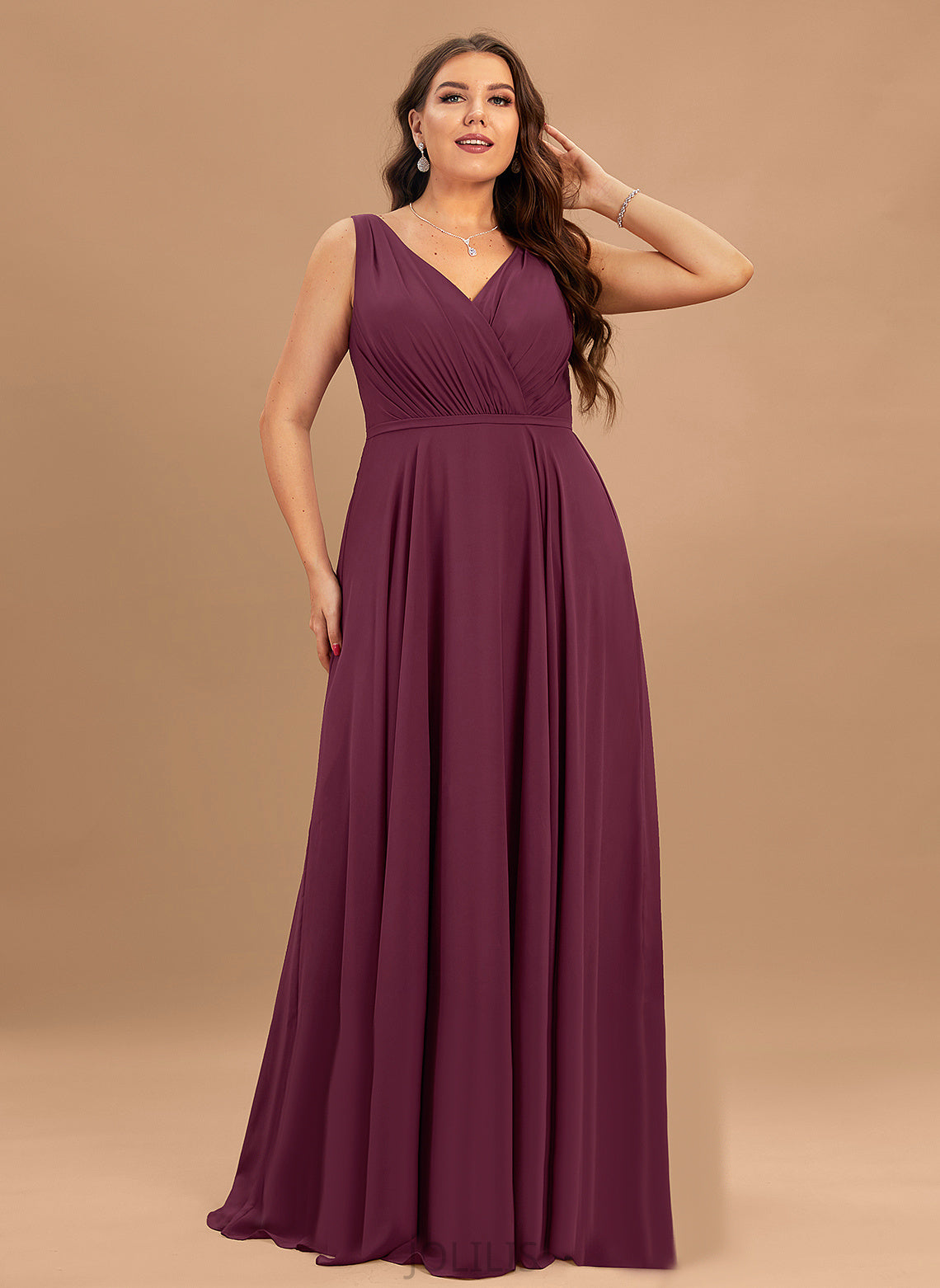 Prom Dresses Pleated Jemima Floor-Length With Chiffon A-Line V-neck